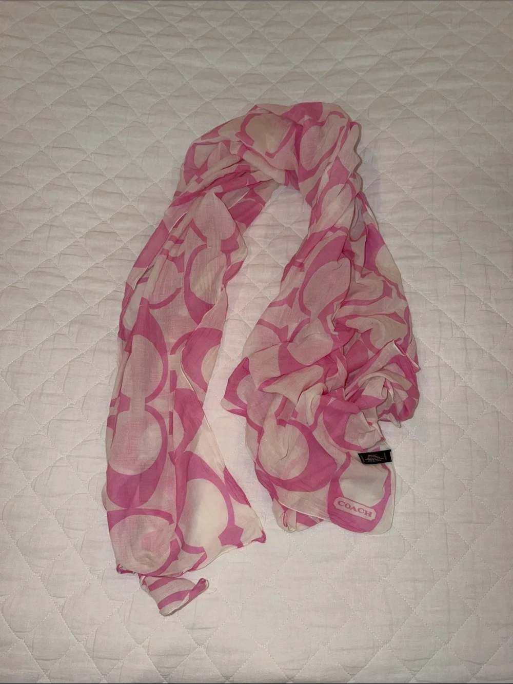 Coach Pink and Cream Signature Scarf